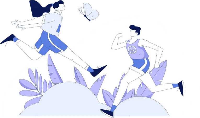 Couple running in park  Illustration