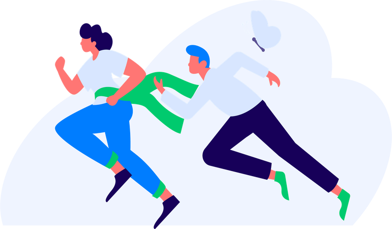 Couple running in park  Illustration