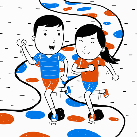 Couple running together  Illustration