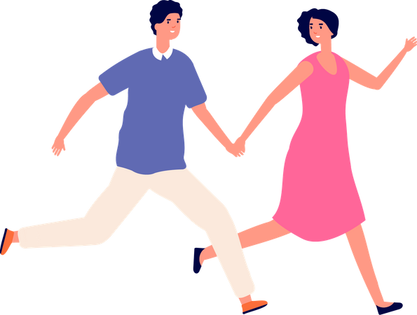 Couple running together Illustration