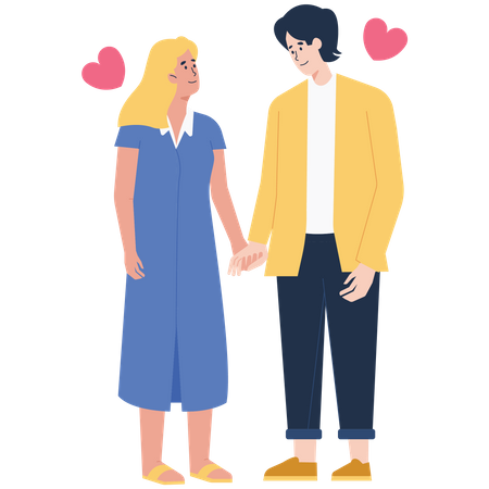 Couple Saint-Valentin tenant la main  Illustration