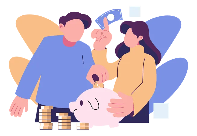 Couple Saving For Future  Illustration