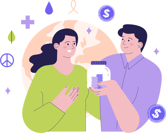 Couple saving money  Illustration