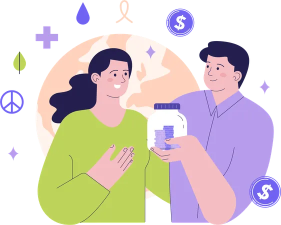 Couple saving money  Illustration