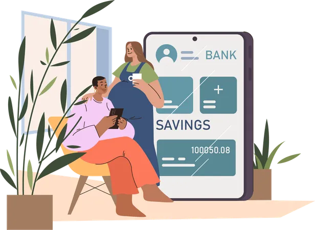 Couple saving money  Illustration