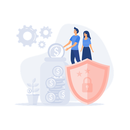 Couple saving money  Illustration
