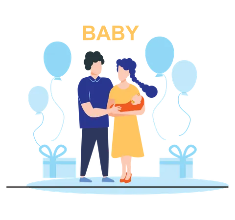 Couple se sentant heureux d'avoir un bébé  Illustration