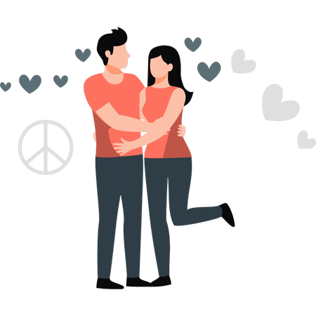 Couple se tenant avec amour  Illustration