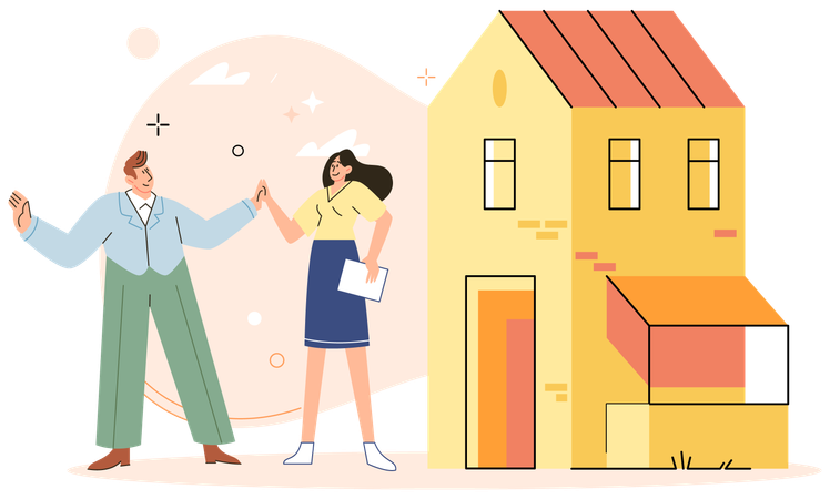 Couple searching for real estate  Illustration