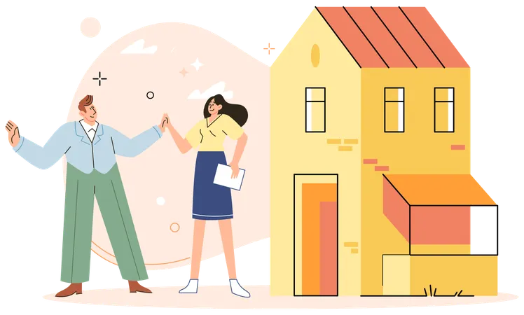 Couple searching for real estate  Illustration