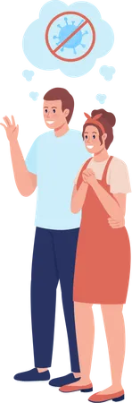 Happy Couple See Off Someone Semi Flat Color Vector Character Parents Figures Full Body People On White After Covid Isolated Modern Cartoon Style Illustration For Graphic Design And Animation Illustration