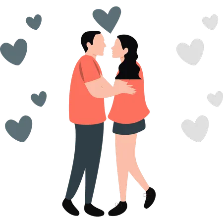 Couple seeing each other  Illustration