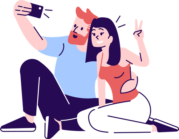 Couple selfie Illustration