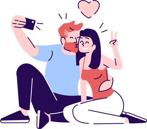 Couple selfie Illustration