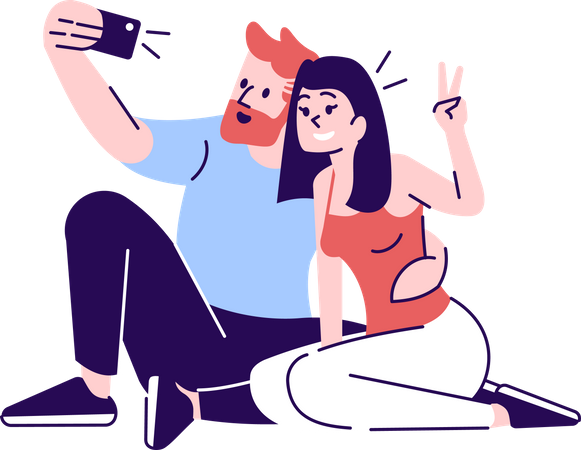 Couple selfie  Illustration