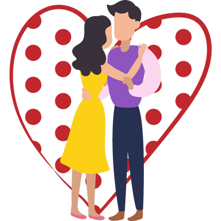 Couple s'embrassant le jour de la Saint-Valentin  Illustration
