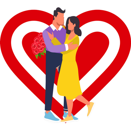 Couple s'embrassant le jour de la Saint-Valentin  Illustration