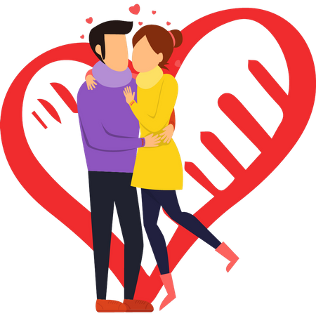 Couple s'embrassant le jour de la Saint-Valentin  Illustration
