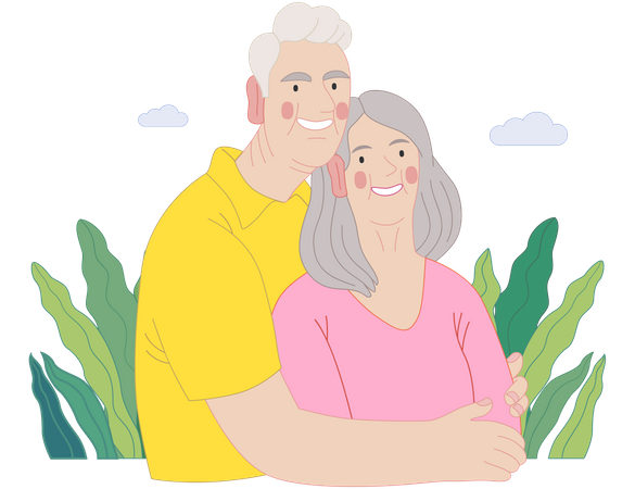 Couple de personnes âgées  Illustration