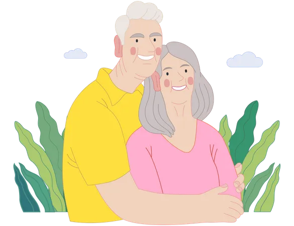 Couple de personnes âgées  Illustration