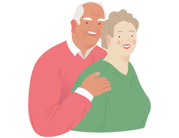 Couple de personnes âgées  Illustration