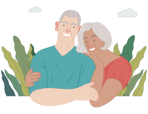 Couple de personnes âgées  Illustration