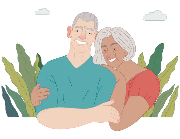 Couple de personnes âgées  Illustration