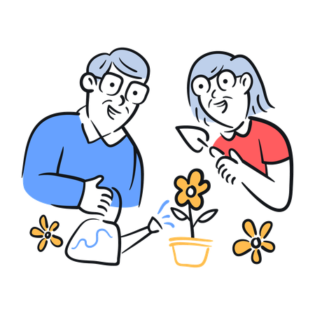 Couple Senior Citizen Activities  Illustration