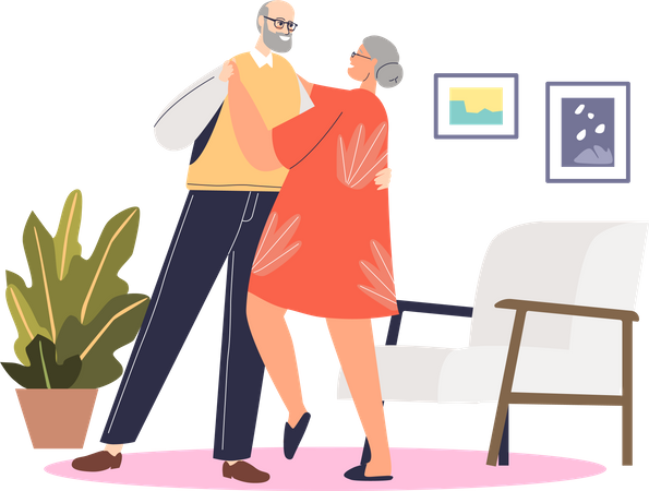Couples de personnes âgées faisant du tango  Illustration