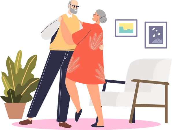 Couples de personnes âgées faisant du tango  Illustration