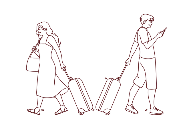 Couple separate after divorce  Illustration