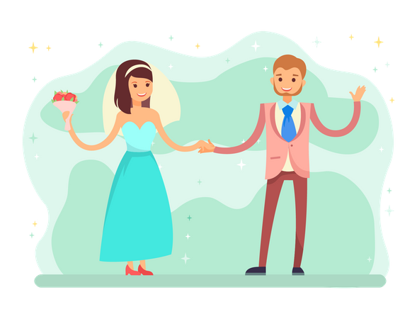 Le couple s'est marié et heureux  Illustration