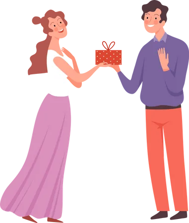 Couple sharing gift with each other  Illustration