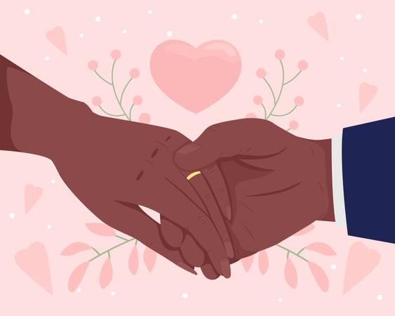 Couple sharing love by holding each other hands Illustration