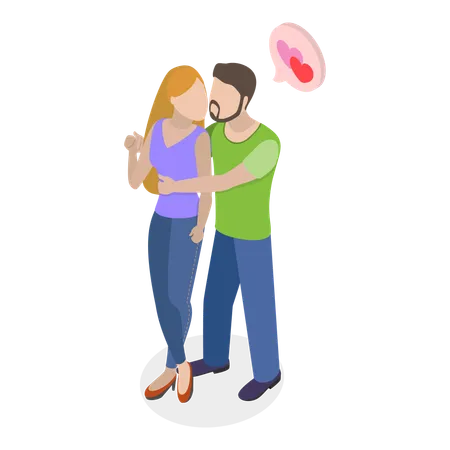 3 D Isometric Flat Vector Set Of Lovers Couples Adorable Romantic Scenes Item 5 Illustration