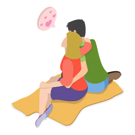 Couple sharing love on beach  Illustration