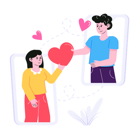 Couple sharing love on video call  Illustration