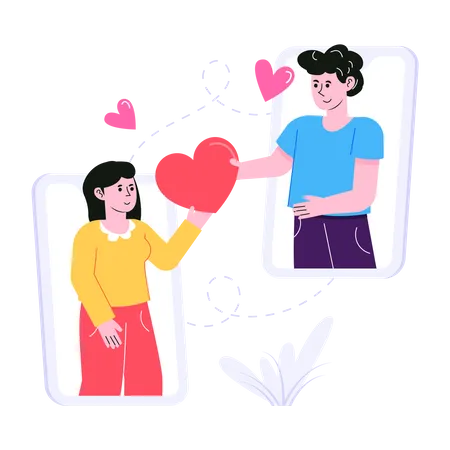 Couple sharing love on video call  Illustration