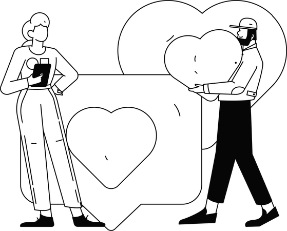Couple sharing love through message  Illustration