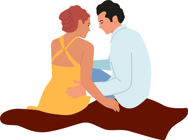 Couple sharing love while sitting together Illustration
