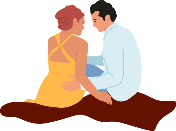 Couple sharing love while sitting together  Illustration
