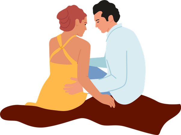 Couple sharing love while sitting together  Illustration