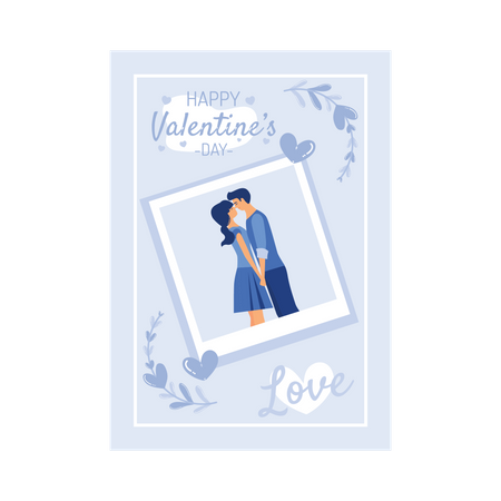 Couple sharing valentine's day greeting card Illustration