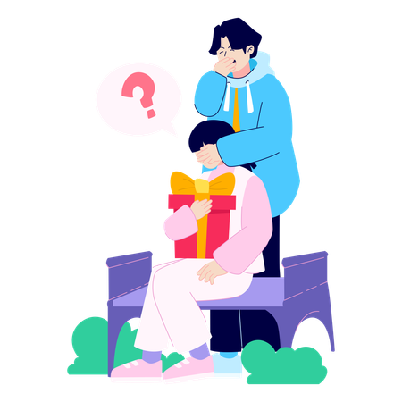 Couple sharing valentine's gifts  Illustration