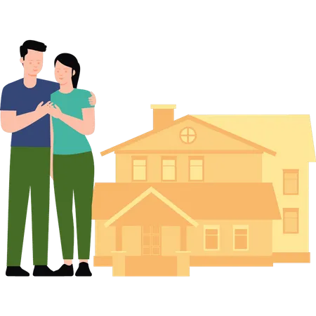 Couple shifting to new house  Illustration