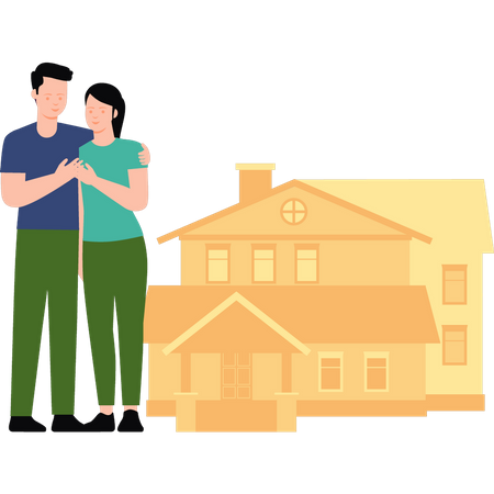 Couple shifting to new house  Illustration