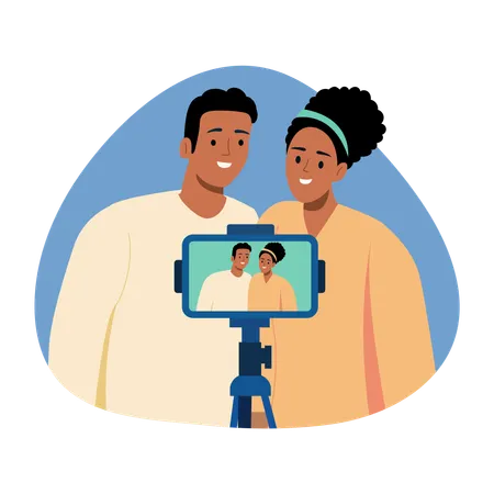 Couple shooting vlog  Illustration