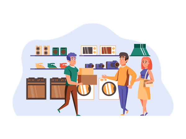 Couple shopping pour les appareils électroniques  Illustration