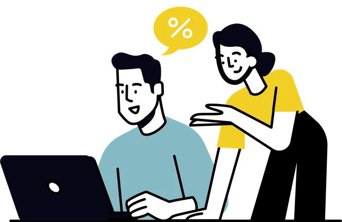 Couple shopping during ecommerce sale  Illustration