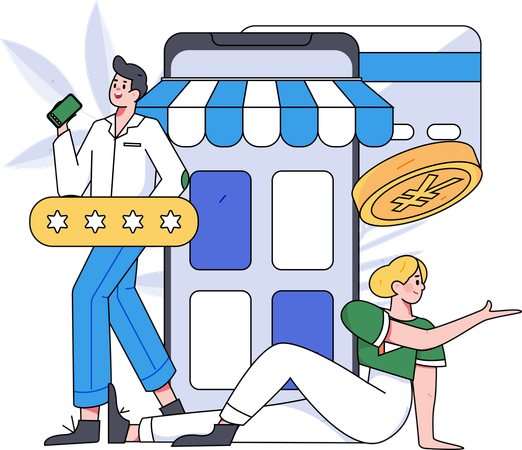 Couple faisant des achats en ligne  Illustration